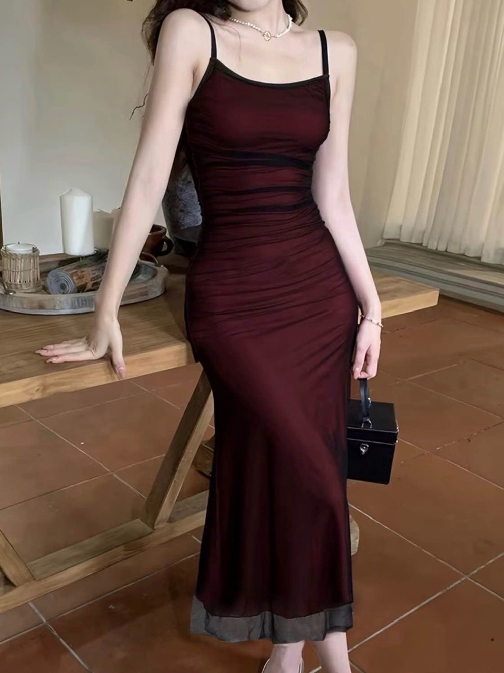 Sleek Burgundy Dress